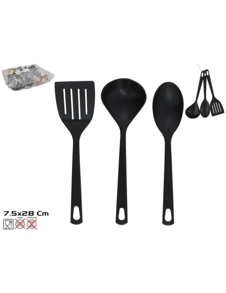 SET 3 UTENSILIOS COCINA 7.5X28CM NEGRO