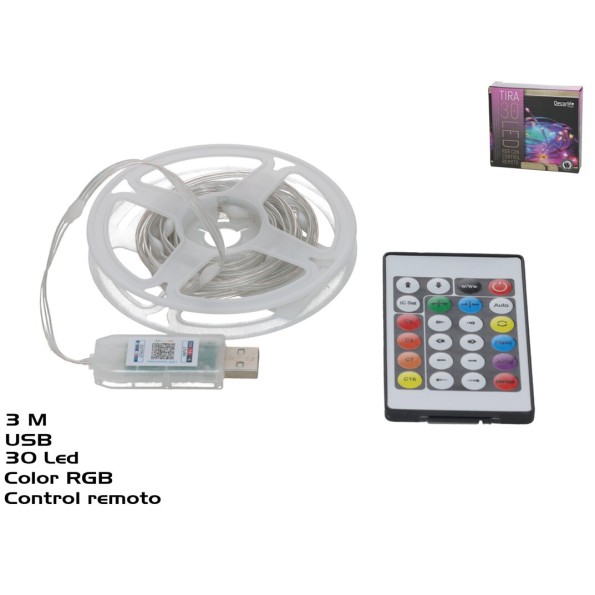 TIRA 90 LED RGB C/CONTROL REMOTO 3M