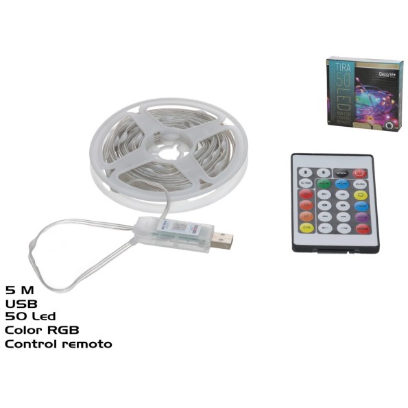 TIRA 50 LED RGB C/CONTROL REMOTO 5M