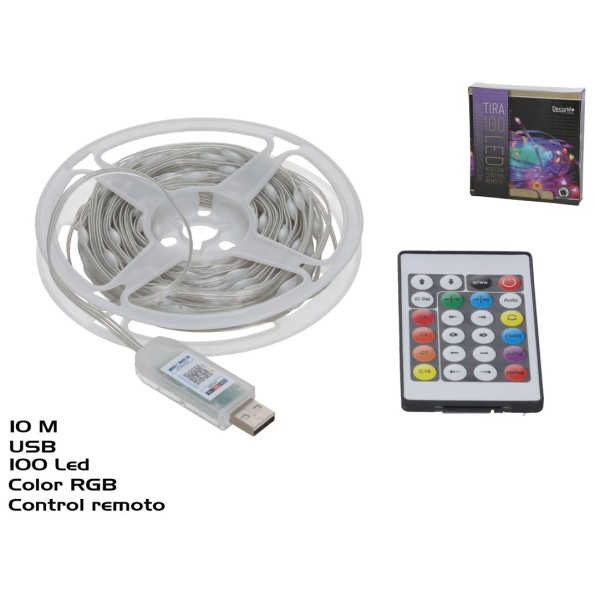 TIRA 100 LED RGB C/CONTROL REMOTO 5M
