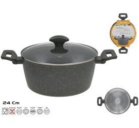 CACEROLA ALUMINIO C/TAPA CRISTAL LOKI 24CM