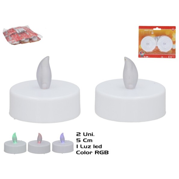 SET 2 MAXI VELA TE LED   RGB 80H 5X5.5CM