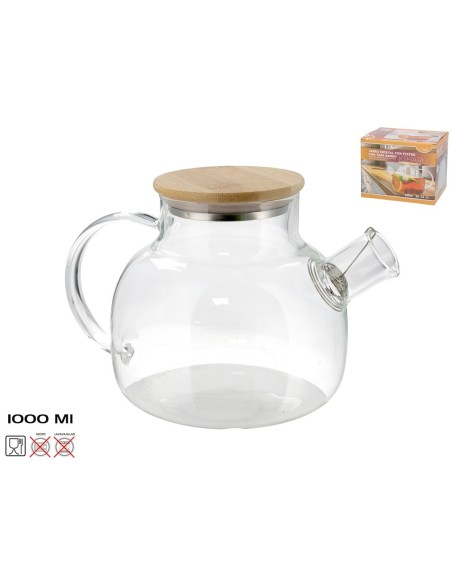 JARRA CRISTAL C/TAPA BAMBU C/FILTRO TE HIKARU 1L