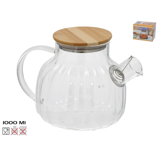 JARRA CRISTAL C/TAPA BAMBU WARI 1L