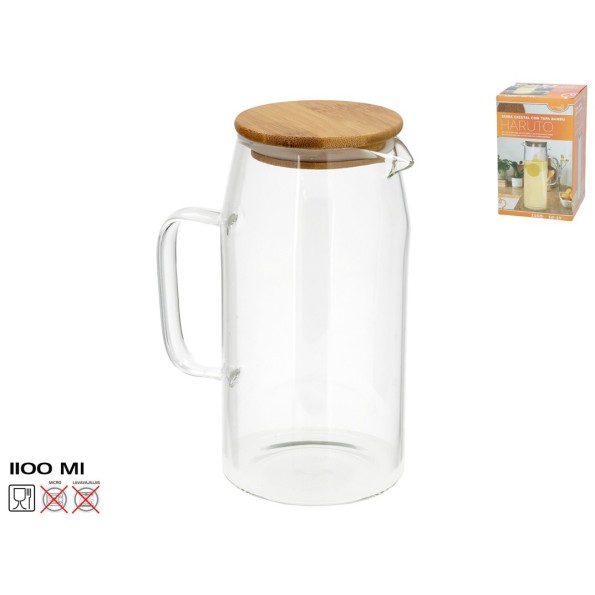 JARRA CRISTAL C/TAPA BAMBU HARUTO 1.1L