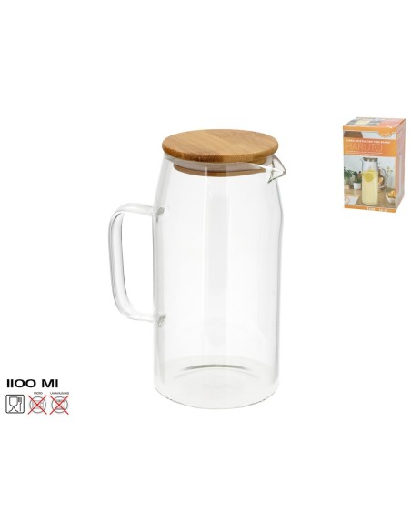 JARRA CRISTAL C/TAPA BAMBU HARUTO 1.1L