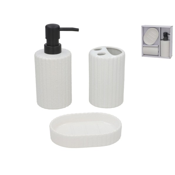 SET BAÑO CERAMICA 3 PCS ROMA BLANCO