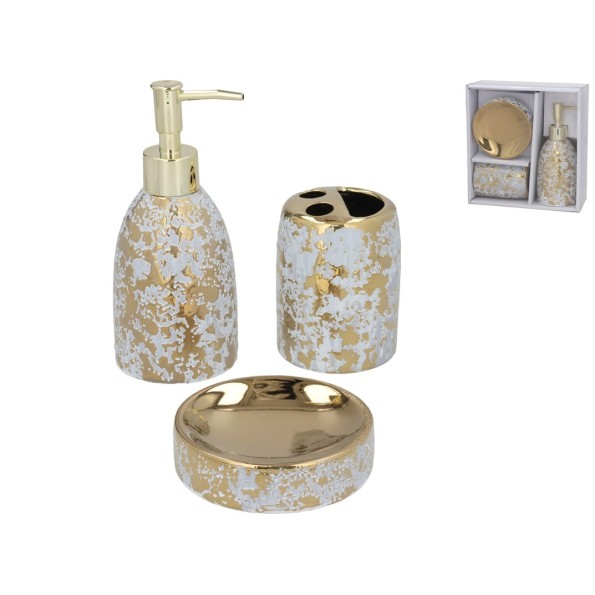 SET BAÑO CERAMICA 3 PCS EGIPTO DORADO