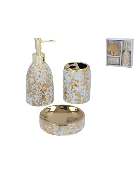 SET BAÑO CERAMICA 3 PCS EGIPTO DORADO