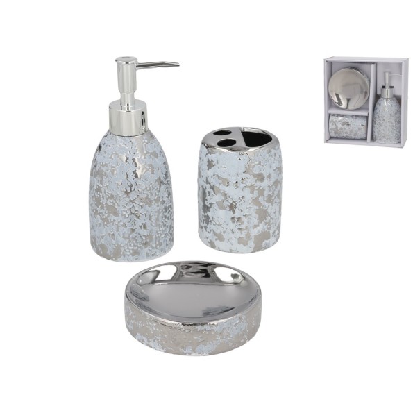 SET BAÑO CERAMICA 3 PCS EGIPTO PLATEADO