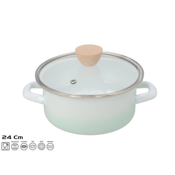 CACEROLA OCEANO 24CM ACERO ESMALT.