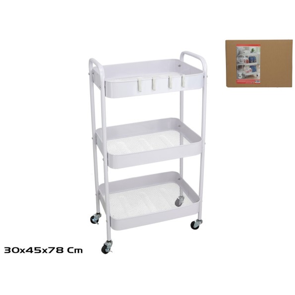 CARRITO MULTIUSOS 3 NIVELES LOLI 78X30X45CM BLANCO