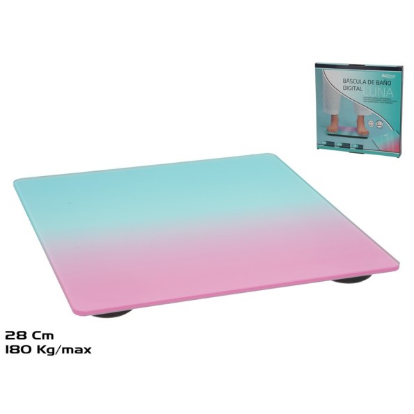 BASCULA BAÑO DIGITAL LUNA 28X28CM 5MM