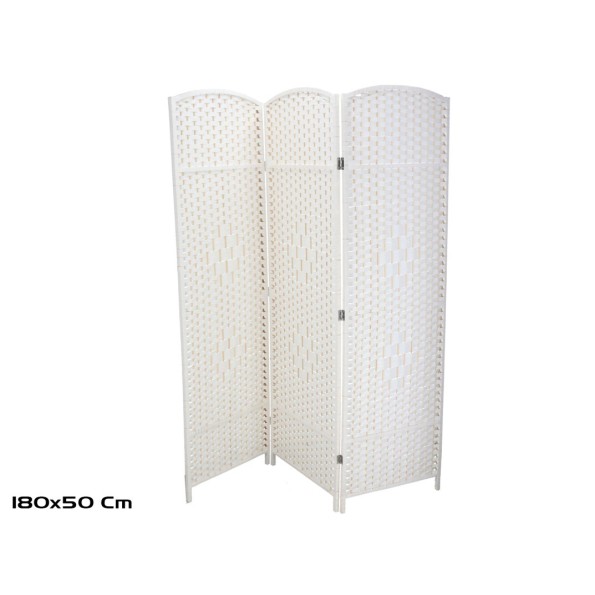 BIOMBO 3/HOJAS RAFAELA 180X50CM BLANCO