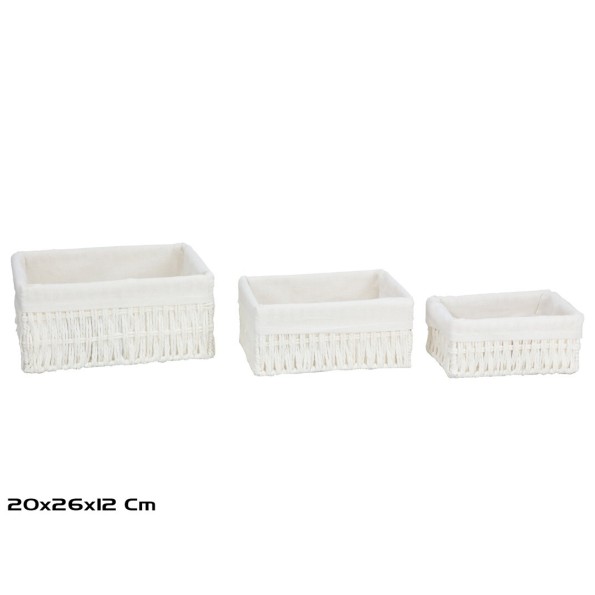 S/3 CESTAS RECT. EVA 26X20X12CM BLANCO