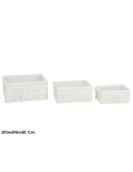S/3 CESTAS RECT. EVA 26X20X12CM BLANCO