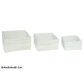S/3 CESTAS CUADRADA ANA 24X24X12CM BLANCO