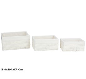 S/3 CESTAS RECT. ISA 34X24X17CM BLANCA