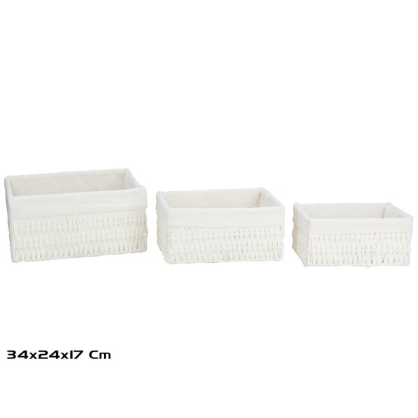 S/3 CESTAS RECT. ISA 34X24X17CM BLANCA