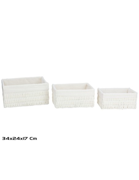 S/3 CESTAS RECT. ISA 34X24X17CM BLANCA