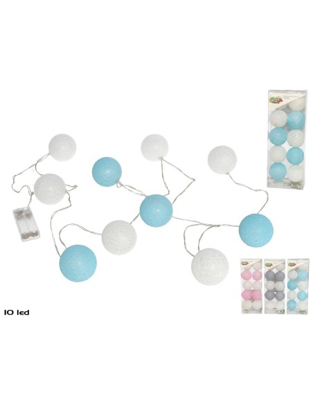 GUIRNALDA 10 LED BOLAS 6 CM 3 SURTIDOS