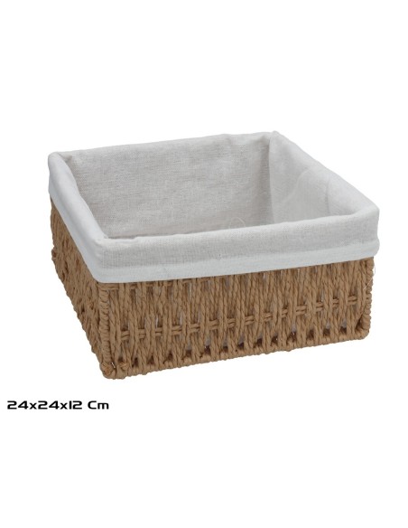 CESTA CUADRADA ANA 24X24X12CM NATURAL