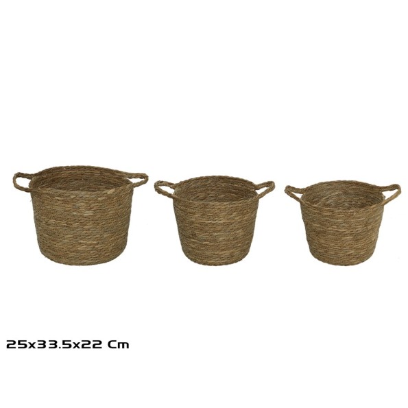 SET 3 CESTAS SEVILLA NATURA  33,5X25X22 CM
