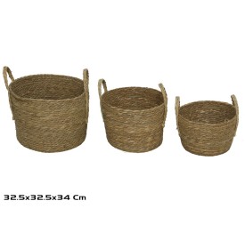 SET 3 CESTAS SEVILLA NATURA 32,5X5 X32,5X24,5/34CM