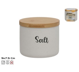 SALERO CERAMICA C/TAPA BAMBU SHINO 9X7.5CM