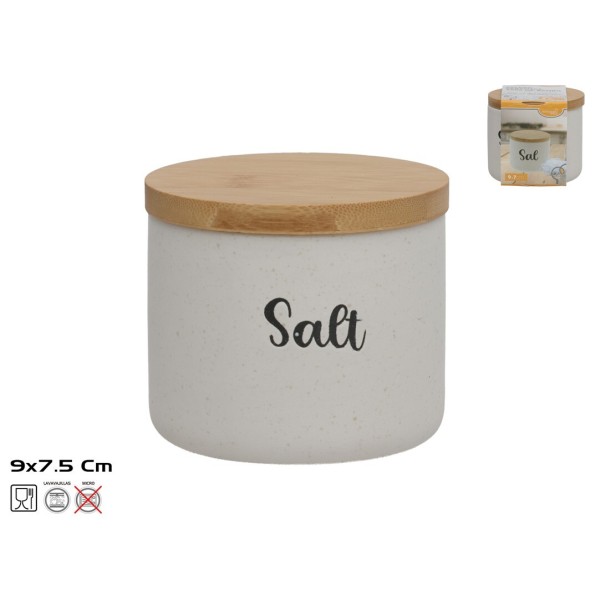 SALERO CERAMICA C/TAPA BAMBU SHINO 9X7.5CM