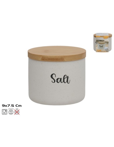 SALERO CERAMICA C/TAPA BAMBU SHINO 9X7.5CM
