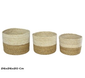 CESTAS X3 KANKU FIBRA VEGETAL 26X20 CM