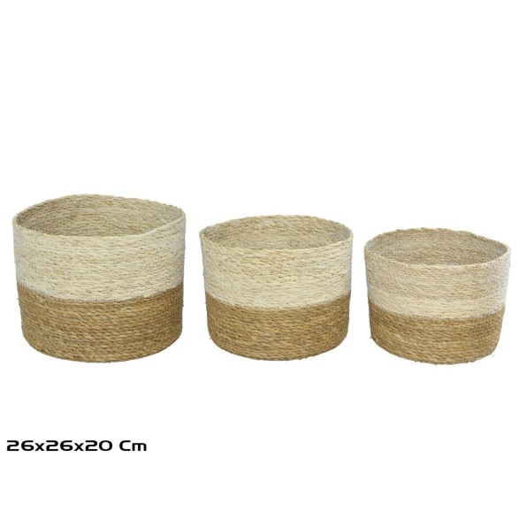 CESTAS X3 KANKU FIBRA VEGETAL 26X20 CM
