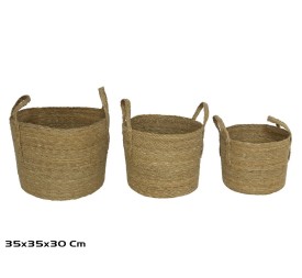 CESTAS X3 KORA C/ASAS FIBRA VEGETAL 35X30 CM