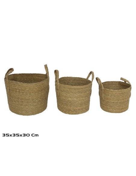 CESTAS X3 KORA C/ASAS FIBRA VEGETAL 35X30 CM