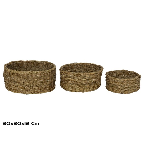 CESTAS X3 KAISER REDONDAS FIBRA VEGETAL 30X12 CM