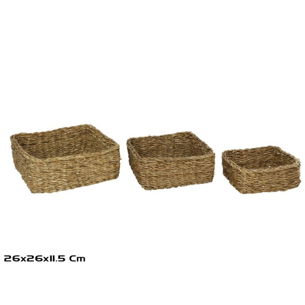 CESTAS X3 KAISER CUADRADA FIBRA VEGETAL 26X26X12 CM