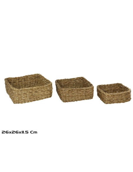 CESTAS X3 KAISER CUADRADA FIBRA VEGETAL 26X26X12 CM