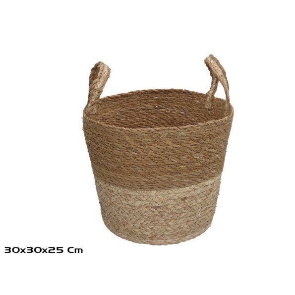 CESTA CON ASAS KALA ALGA MARINA/HOJA MAIZ 25X30 CM