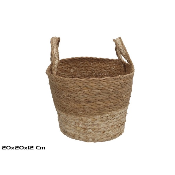 CESTA CON ASAS KALA ALGA MARINA/HOJA MAIZ 12X20 CM