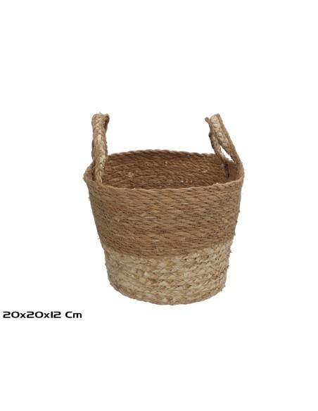 CESTA CON ASAS KALA ALGA MARINA/HOJA MAIZ 12X20 CM