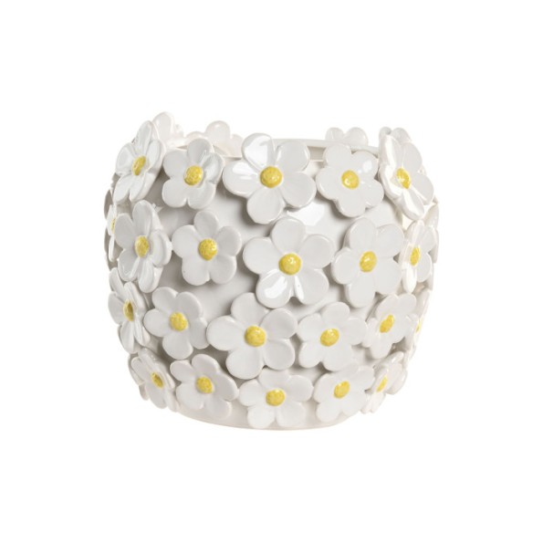 JARRON CERAMICA 21X21X18 MARGARITAS BLANCO