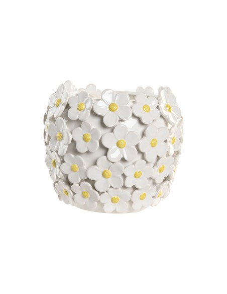 JARRON CERAMICA 21X21X18 MARGARITAS BLANCO