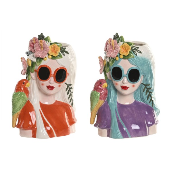 MACETERO CERAMICA 23X17X32 CHICA LORO 2 SURT.