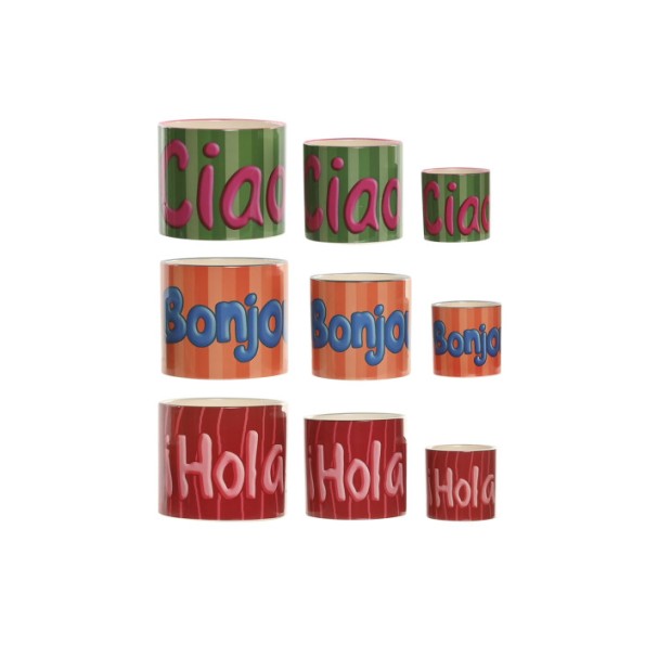 MACETERO SET 3 CERAMICA 13,6X13,6X11,8 HOLA 3 SURT