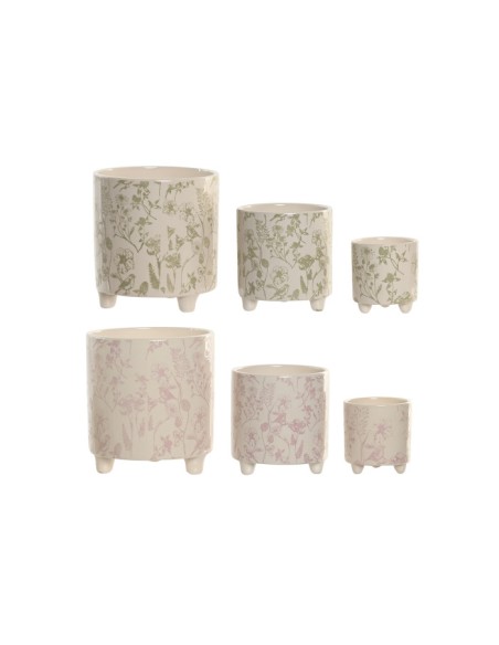 MACETERO SET 3 CERAMICA 13,7X13,7X14,7 FLORES 2 SU