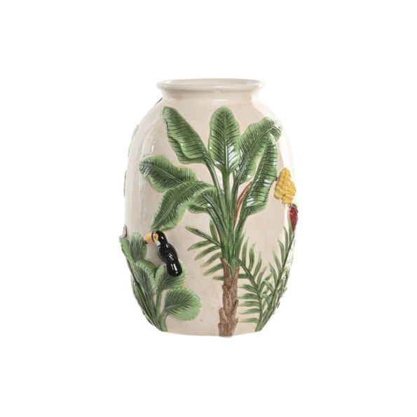 JARRON CERAMICA 26X26X33 PALMERA CRUDO