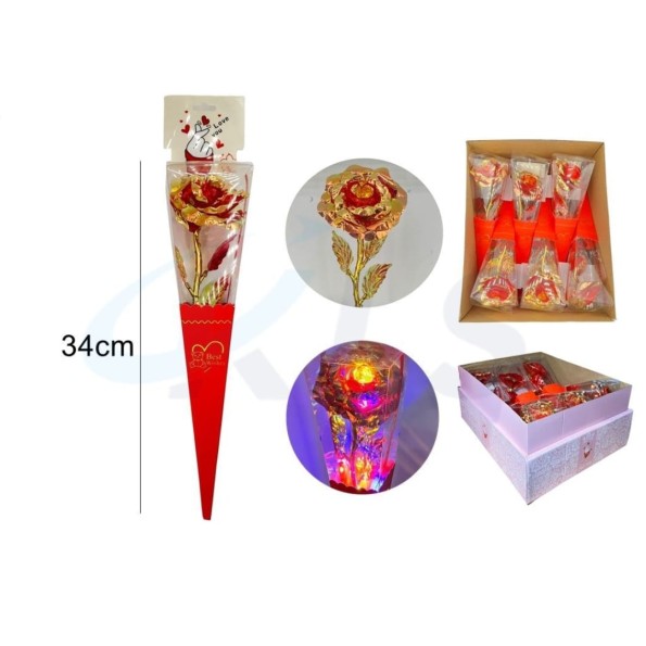 ROSA LED DORADA 34 CM