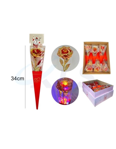 ROSA LED DORADA 34 CM