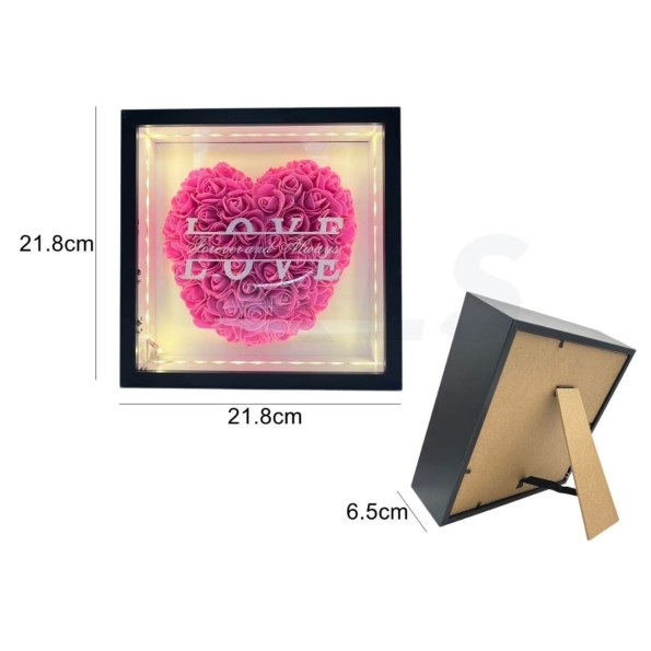 CUADRO DE ROSAS CON LUZ LED(FUSIA)